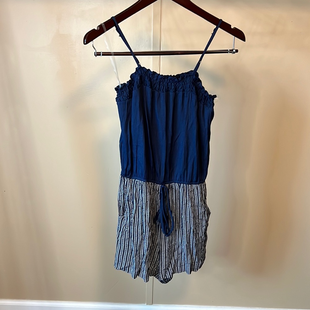 Navy and white romper